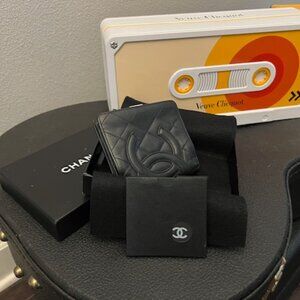 Chanel Cambon Compact Wallet • Pink Interior • Box & Booklet • Hologram